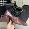 Vierkante teen jurk schoenen vrouwen zwarte wijn rood echte lederen loafers mode comfort square hakken schoen vrouw herfstpompen