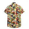 Men's Casual Shirts TF03 Orange Fruit 3D Printing Fashion Beach Short Sleeve Shirt Men Summer 2022 High-Quality Cotton Linen Chemise Homme