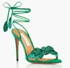 Mode populära kvinnor galaktiska blommor sandaler skor aquazzu wrap-around strappy lady gladiator sandalias klänning brud bröllop höga klackar