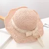 Sombreros de paja de verano 2022 para niñas, gorro de encaje transpirable, sombrero de playa con lazo, sombrero de ala ancha para niños, protector solar de viaje al aire libre de princesa