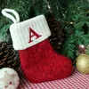 Décorations de bas de noël flocon de neige rouge lettres personnalisées chaussettes ornements d'arbre de noël décor sacs-cadeaux en gros