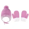 Kinder Strickmützen Handschuhe Set Baby Winter Beanie Fäustlinge Wolle Samt Hip Hop Sport Winddicht Stricken Totenkopf Mützen Outdoor Wolle Gehörschutz BBB