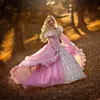 Różowy ombre fantasy śpiąca urwina ślubna Długie rękawie Train 2023 Vintage Country Bride Ball Suknia Złota koronkowa aplikacja z koralikami maskarada zużycie