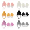 Kinder Strickmützen Handschuhe Set Baby Winter Beanie Fäustlinge Wolle Samt Hip Hop Sport Winddicht Stricken Totenkopf Mützen Outdoor Wolle Gehörschutz BBB