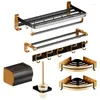 Bath Accessory Set Punch-free Bathroom Towel Rack Black Gold Space Aluminium Hardware Pendant Set.