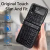 Fall Anti-Sweat Crocodile Leather Folding Case för Samsung Galaxy Z Flip4 5G Flip 4 Flip3 Flip 3 Zflip4 Fall Protection Phone Cover