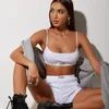 Survêtements pour femmes Sexy Letter Label Rib Knitted Skinny Two Piece Set Femmes Cropped Camisole Top Et Biker Shorts Survêtement Fitness Gym