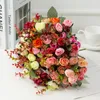 Decorative Flowers Rose Artificial Silk Flower With Stems Fake Bouquet Centerpiece For Party Table Floral Home Bridal Wedding Decor