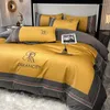 Bedding Sets 60S Egyptian Cotton Set Luxury Quilt Cover Soft Duvet Flat Bed Sheet Pillowcases Long-staple Colorblock