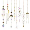 Garden Decorations Sun Catchers Hanging Crystal Ball Pärlad prydnadsfönster Patio Lawn Moon Star Pendant Glass Prism Rainbow Wind Chimes SN4948