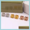 Pendientes de dise￱ador de lujo de semental Clover Cleef Fashion Fashion 18k Gold Arring Jewelry Drop entrega 2021 Colgante66 DHS5P