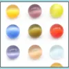 Stone Colorf 20mm Cats Eye Crystal Round Stone Ball Craft Tumbled Handbit Stones Home Decoration Ornament Good Gifts Drop Deliver Dhlmy