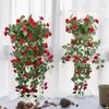 Flores decorativas de cesta artificial Rosas de parede Decorações de natal para casa Cenas de casamento de folhas de seda Cenas de casamento outono do jardim outono