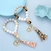 Tassel Key Chain Party Favor Silicone Bead Bracelet Female Pendant Rubber Wristband Bangles Wrist Ring Jewelry Christmas