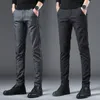 Мужские брюки весна нерон платья мужчины классические брюки модные брюки Chino Pant Мужской эластичный слабый упругий длинная повседневная черная брюк 221010