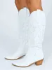 Designer Boots Women Shoes Luxury Winter Ethnic Brodery Street Style Western Elegant White High Heel Lady Tube 220815