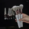 Figurines décoratives 12 pièces ensemble pinceaux de maquillage mousseux plein strass pinceau à sourcils fond de teint cosmétique maquillage Kit professionnel