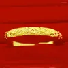 Bracelets de charme 24k Gold vintage simples inscrição clássica símbolo de oração sortudo abrindo pulseiras para mulheres jóias de casamento