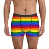 Underpants Bling Me Up Rainbow Underwear Striped Art Glitter 3D Pouch Trunk Design Shorts Briefs Breathable Men's Panties Large Size