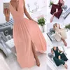 Casual Dresses 2022 Fashion Ladies Sexy Women Beach Deep V-Neck Summer Party Sleeveless A-Line High Slits Midi Formal Dress