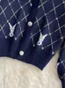 Dwuczęściowa sukienka Mała zapach Vintage Zestaw dzianiny dla kobiet swetra swetra Cardigan Card Crop Top Mini spódnice