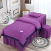 Bedding Sets 4pcs Beauty Salon Bed Cover Massage Spa Bedskirt Pillowcase Stool Dulvet High Quality