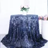 Table Cloth CL090C Arrival 2022 Gorgeous Good Quality Fancy Rose Gold Navy Embroidery Silver Sequin Lace Wedding Cloths