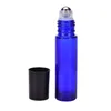 10ml Roll on Bottles with Glass/Metal Ball Roller Blue Perfume Essential Oil Vials Thick Glass