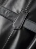 Women's Leather Faux Lautaro Autumn Long Black Pu Trench Coat for Women Sleeve Belt Elegant British Style Fashion 4xl 5xl 6xl 7xl 221010