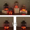 Titulares de vela Liderou a chama Light Home Christmas Halloween Decoração simulada Lâmpada de lareira a carvão