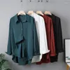 Blouses voor dames met lange mouwen vaste kleur shirt vrouwen 2022 herfst en winterstijl Koreaanse losse camisas mujer knop