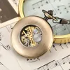 Pocket Watches Box Packung Massivholz Mechanische Uhr Uhr FOB -Kette Locket Dial Dampf -Skelett Skelett Frauen M￤nner M￤nnliche Uhr m￤nnliche Uhr