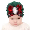 Big Bow Baby Velvet Türban Şapkası Noel Yenidoğan Velvet Kumaş Beanie Hats Bonnet Hastane Kapakları Bebek Noel Hediyesi