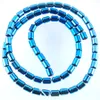 WOJIAER 4x5MM Blue Natural Stone Cylinder Hematite Materials Spacers Loose Beads For DIY Jewelry Making Neck Accessories BL312