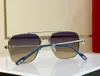 Designer Square Sunglasses Silver Metal Frame /Grey Smoke Men Sun Shades UV400 Eyewear with Box