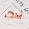 925 Sterling Silver Semicircle Big Cz Diamond Earring Fit Pandora Jewelry Gold Rose Gold Plated Stud Ear Studs Women örhängen