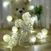 Strings Ledertek Brand 20pcs String Lights White Christmas Decoration Ornamenten Wedding Party Hand WEVED RATTAN BALL LANTERN XMAS