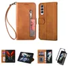 Wallet Phone Cases for Samsung Galaxy Z Fold4 Fold3 - Calfskin Texture PU Leather Flip Kickstand Cover Case with Zipper Coin Purse and Card Slots