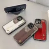 Casos de telefone celular Red Brown Armband Phonecase Luxo Designer Card Pocket Case Capa de couro Shell para iPhone 14 Pro Max 13P 12 11 XR 8 7