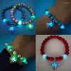 Charm Bracelets Glowing In The Dark Moon Lotus Flower Shaped Bracelet Natural Stone Luminous Fluorescence Women Jewelry