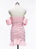 Casual Dresses Pink Sexy Women Dress For Evening Party High Waist Slim Off The Shoulder Female Bodycon Backless Sleeveless Femme Robe