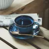 Tasses soucoupes tasse et soucoupe porcelaine thé vaisselle de luxe barre colorée Simple élégant Restaurant café plat à café en céramique