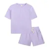 Kl￤der s￤tter 2 datorer nyhet sommar baby pojke sport kl￤der kl￤der flickor solid topp t-shirt shorts barn tr￤ning f￶r barn