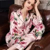 Home Abbigliamento Pigiama di seta genuino Set Pigiama a due pezzi Pigiama puro da donna Pigiama femminile Top Pantaloni Pijama Abiti