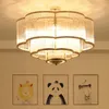 Lampes suspendues Lustre postmoderne Lampe de chambre Cristal Salon Salle à manger Étude Fleur de lotus en or