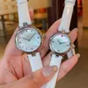 32mm 27mm Classic Sapphire Glass Watches Women CZ Quartz Watch White Leather Strap Lady Geometric Square Wristwatch Female White Mother of Pearl Shell Dial