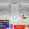 Nachtverlichting Crystal Table Lamp 16 kleuren Licht aanraak Projector LED Atmosfeer Room Decor Kerstdecoratie