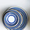 Ensembles de vaisselle fabriqués au Japon Assiettes en céramique Ligne bleue imprimée sous produits créatifs glacés Tendance 2022 Plats en porcelaine et