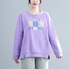 Sweats à capuche pour femmes Sweats 160Kg Plus Size Womens Bust 160 Printemps Automne Lâche Dessin Animé Imprimé Col Rond Sweats Noir Violet 6XL 7XL 8XL 9XL 10XL 221010