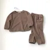 Ensembles de vêtements Style coréen 2-6 ans enfants costume à manches longues coton solide T-shirt pantalon printemps automne bébé garçons filles ensemble de vêtements